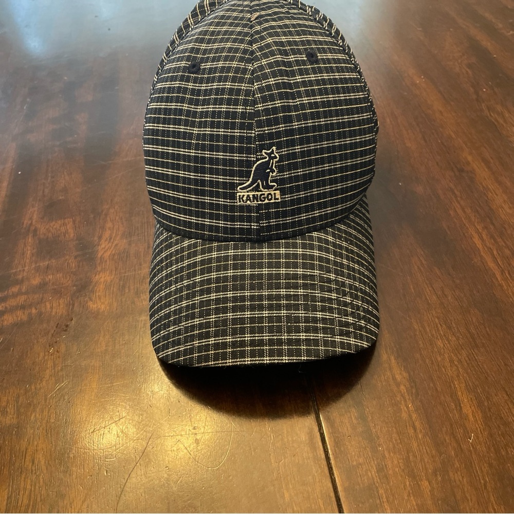 Kangol Navy and White Grid Pattern Cap